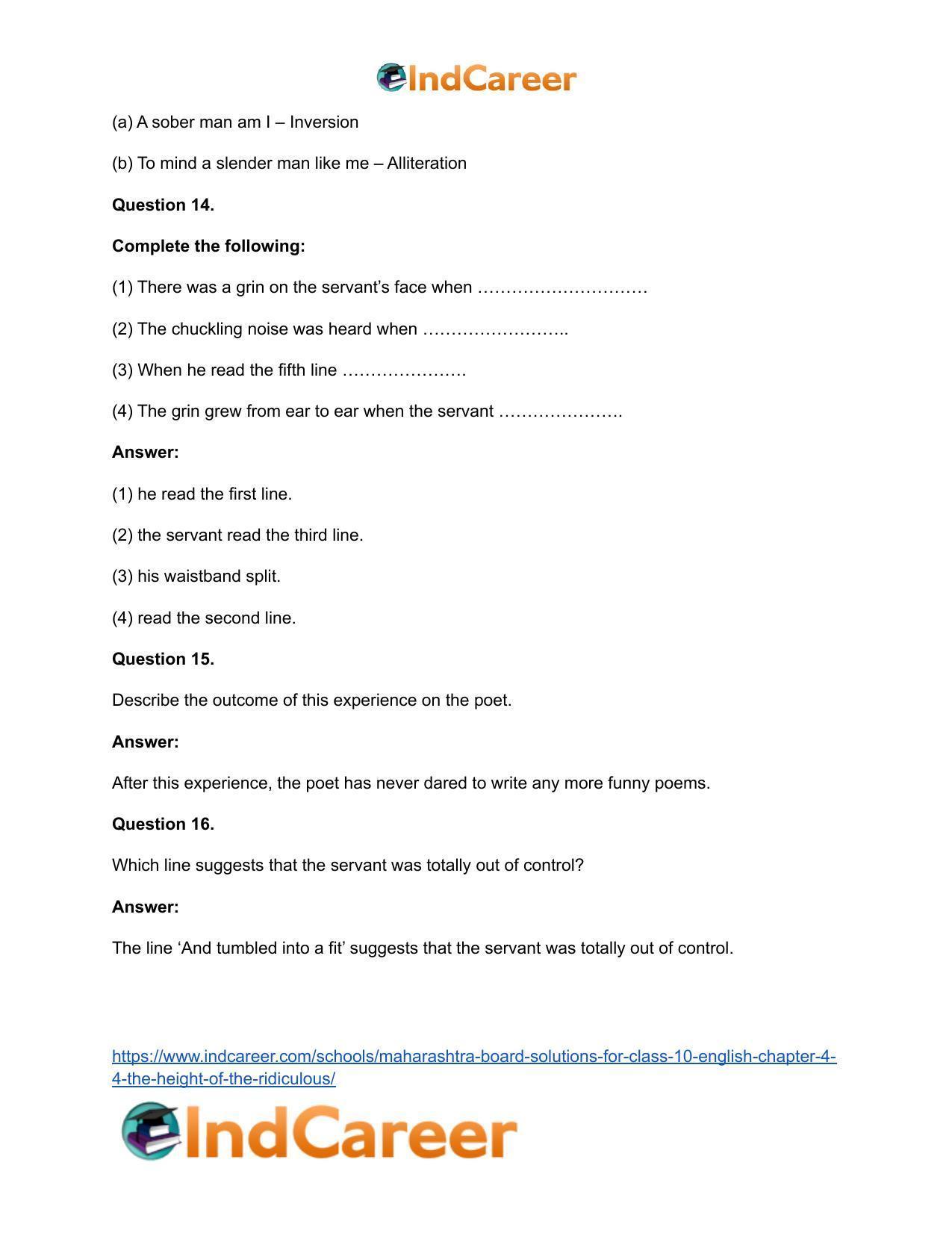 Maharashtra Board Solutions for Class 10- English: Chapter 4.4- The Height of the Ridiculous - Page 14