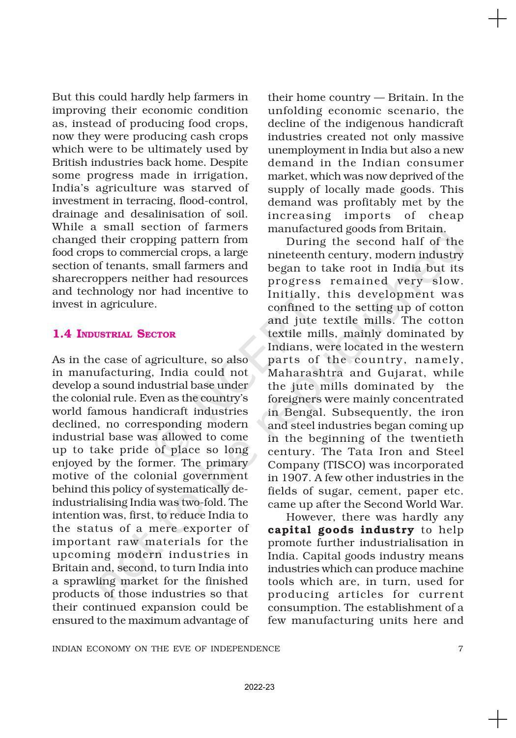 NCERT Book for Class 11 Economics (Indian Economics) Chapter 1 Indian Economy on the Eve of Independence - Page 7