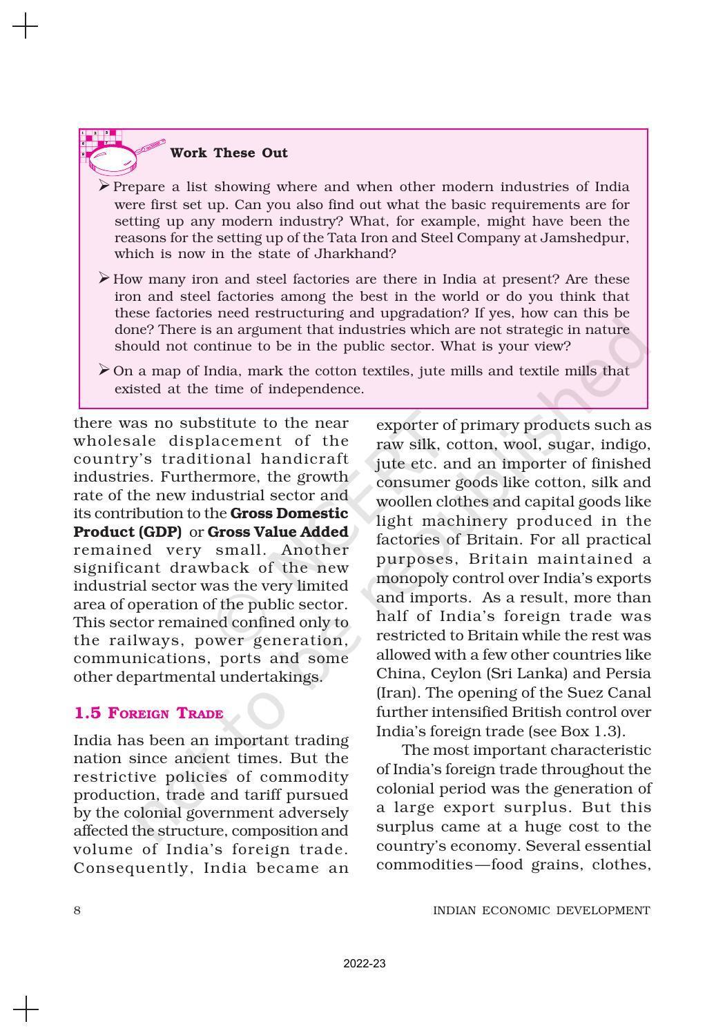 NCERT Book for Class 11 Economics (Indian Economics) Chapter 1 Indian Economy on the Eve of Independence - Page 8