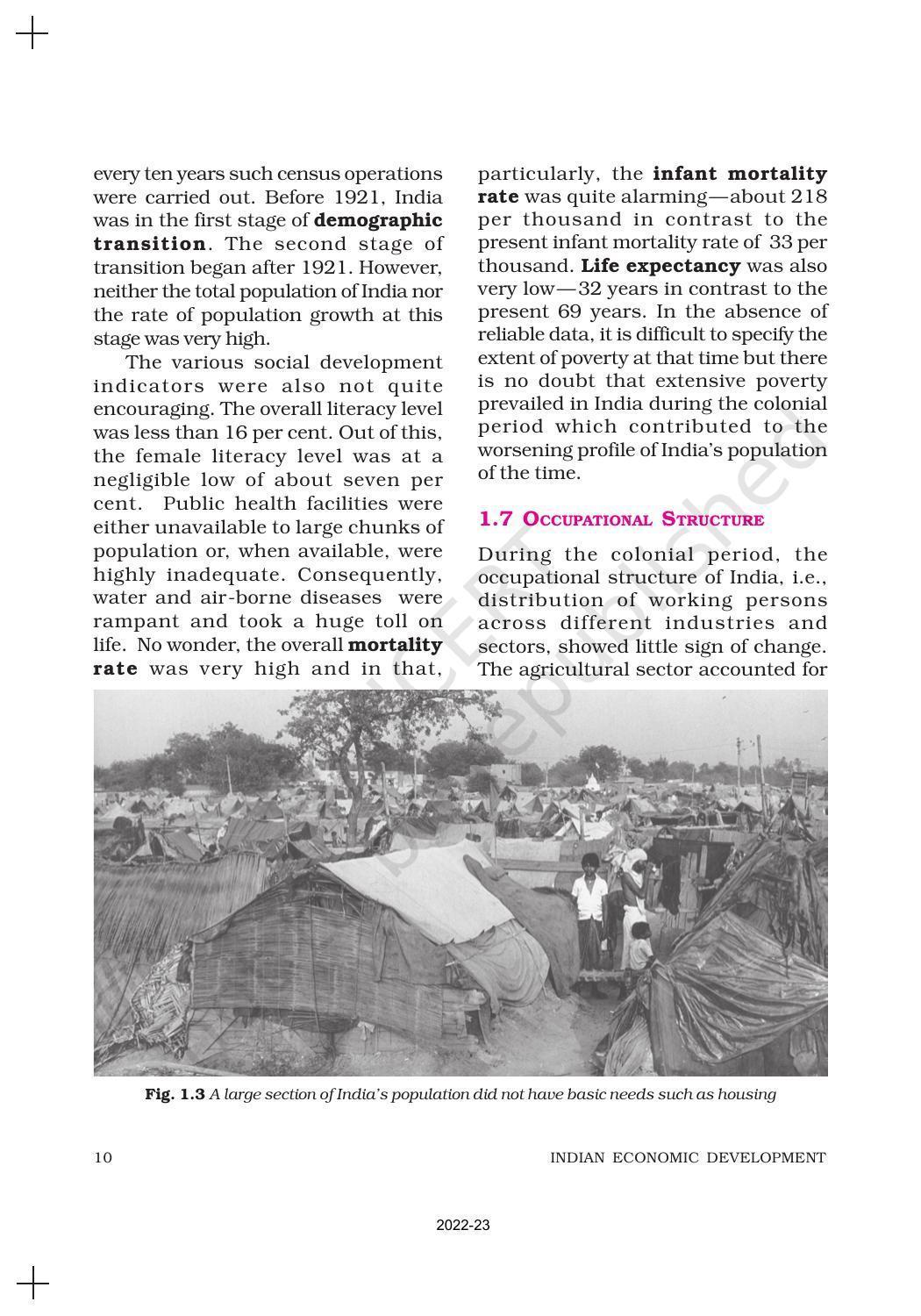NCERT Book for Class 11 Economics (Indian Economics) Chapter 1 Indian Economy on the Eve of Independence - Page 10