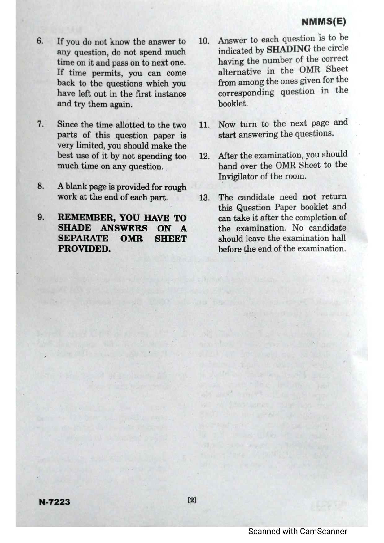 Telangana NMMS Dec 2023 English Question Paper - Page 2