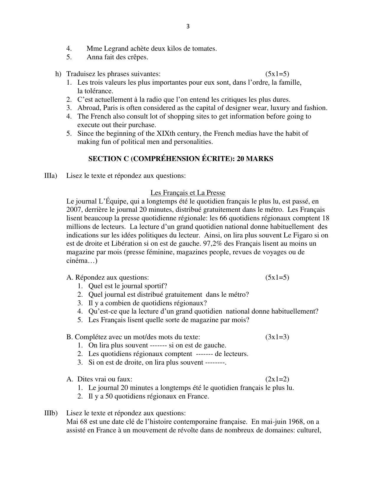 Karnataka II PUC French Model Question Paper 2023 - Page 4