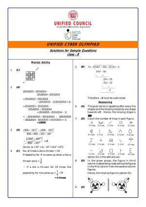 UCO Sample Papers for Class 8 Key & Solutions