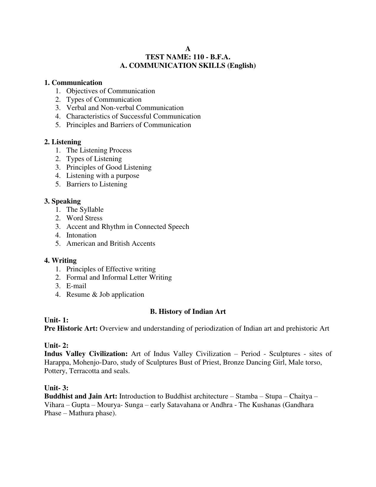 AP PGCET BFA Syllabus - Page 1