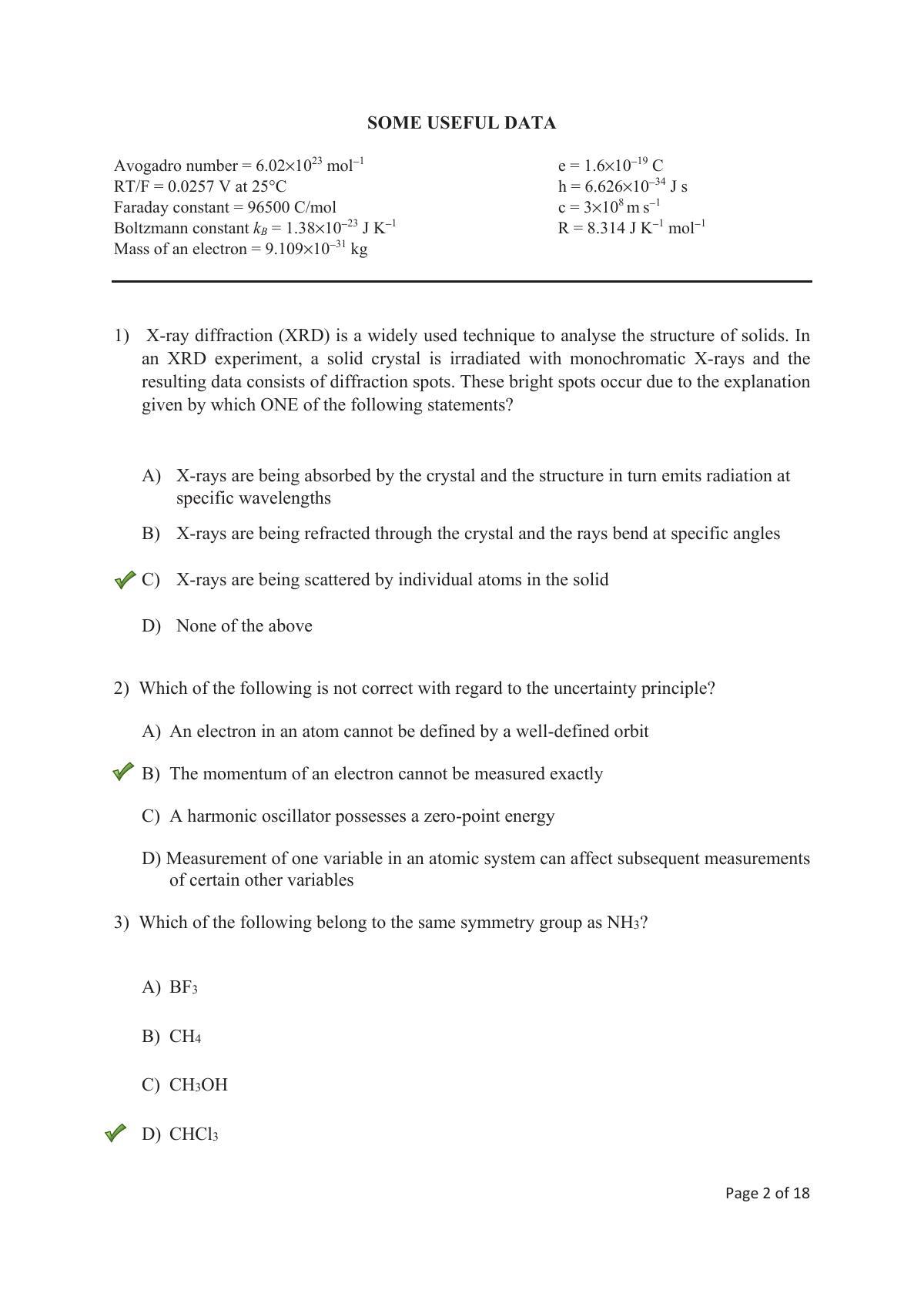 TIFR GS 2018 Chemistry Question Paper - Page 3