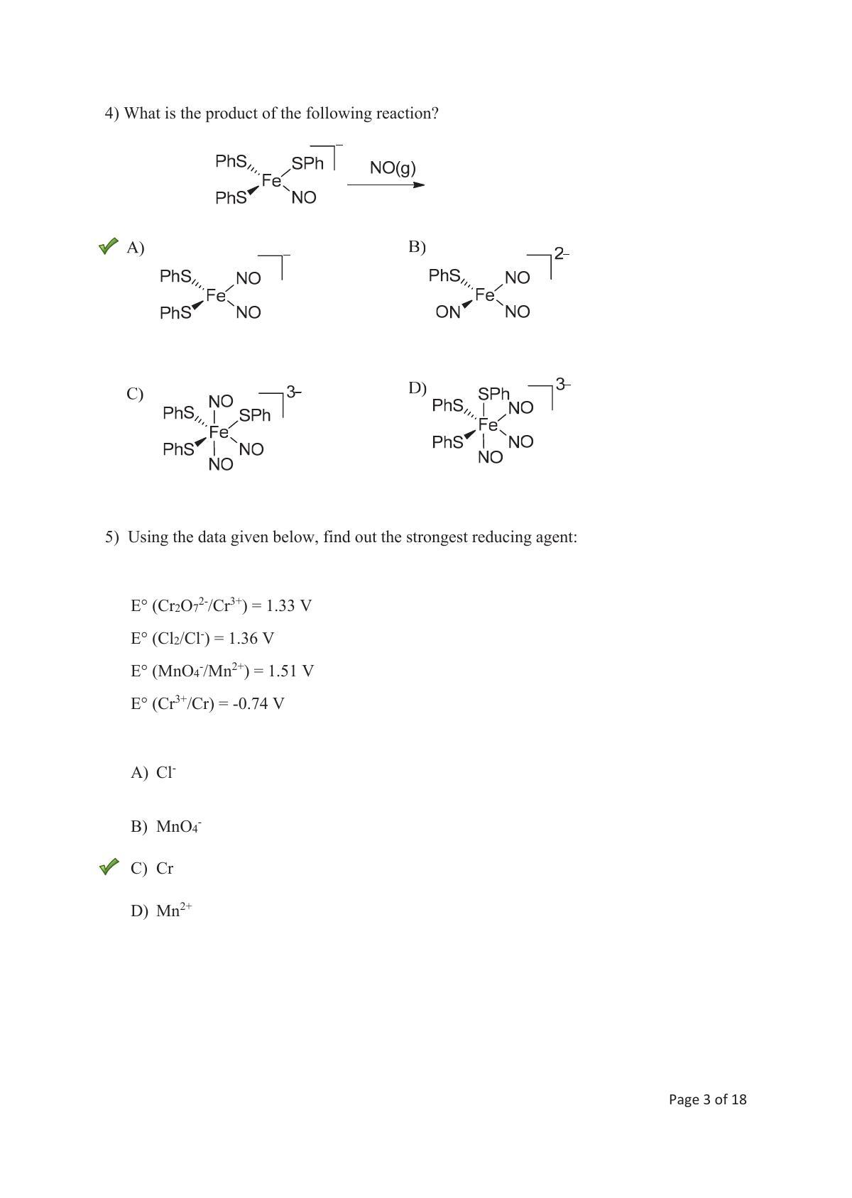 TIFR GS 2018 Chemistry Question Paper - Page 4