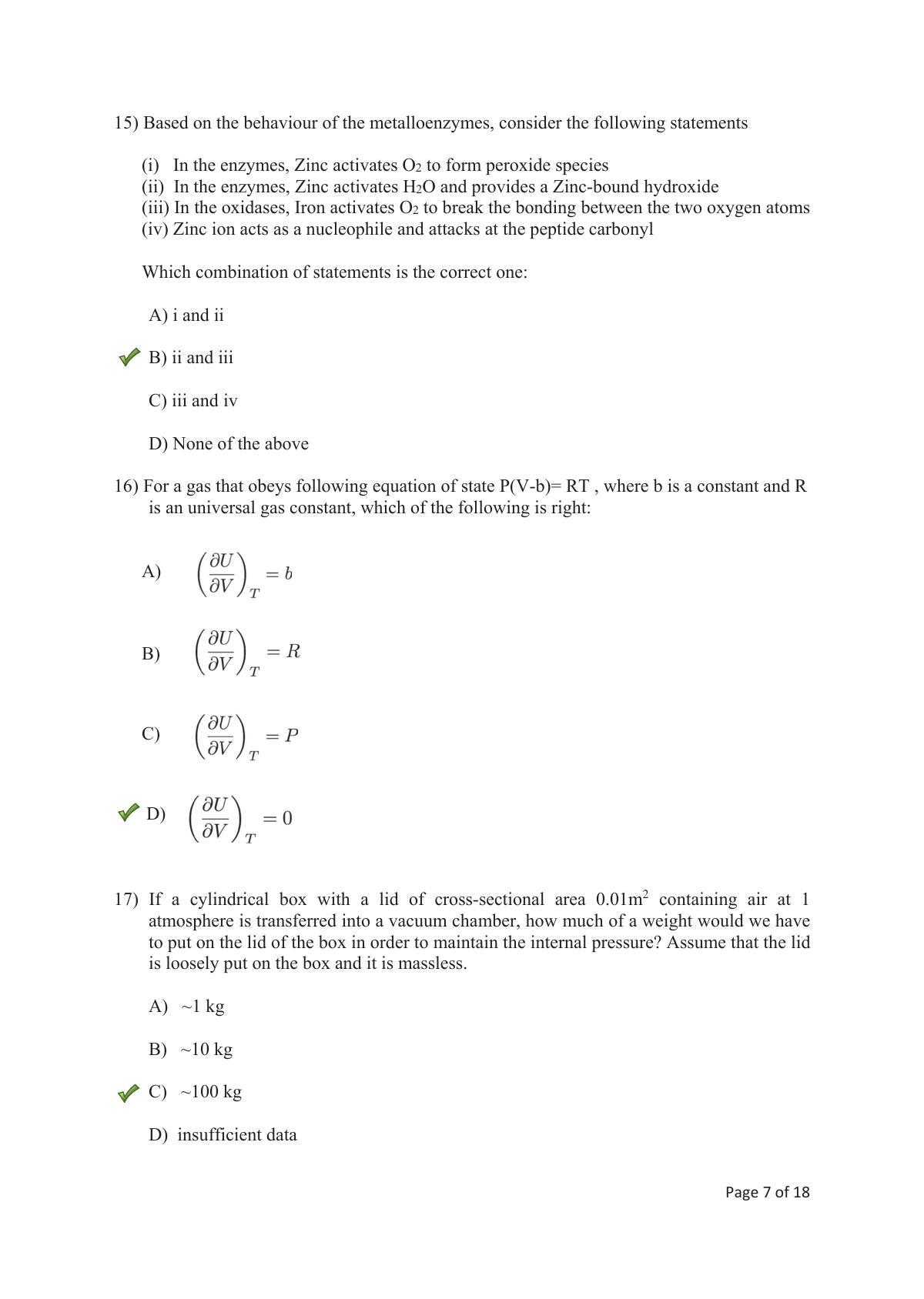 TIFR GS 2018 Chemistry Question Paper - Page 8