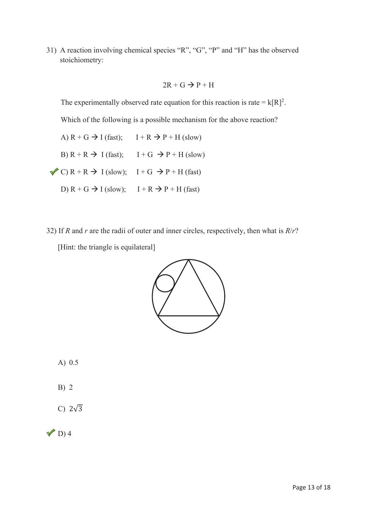 TIFR GS 2018 Chemistry Question Paper - Page 14