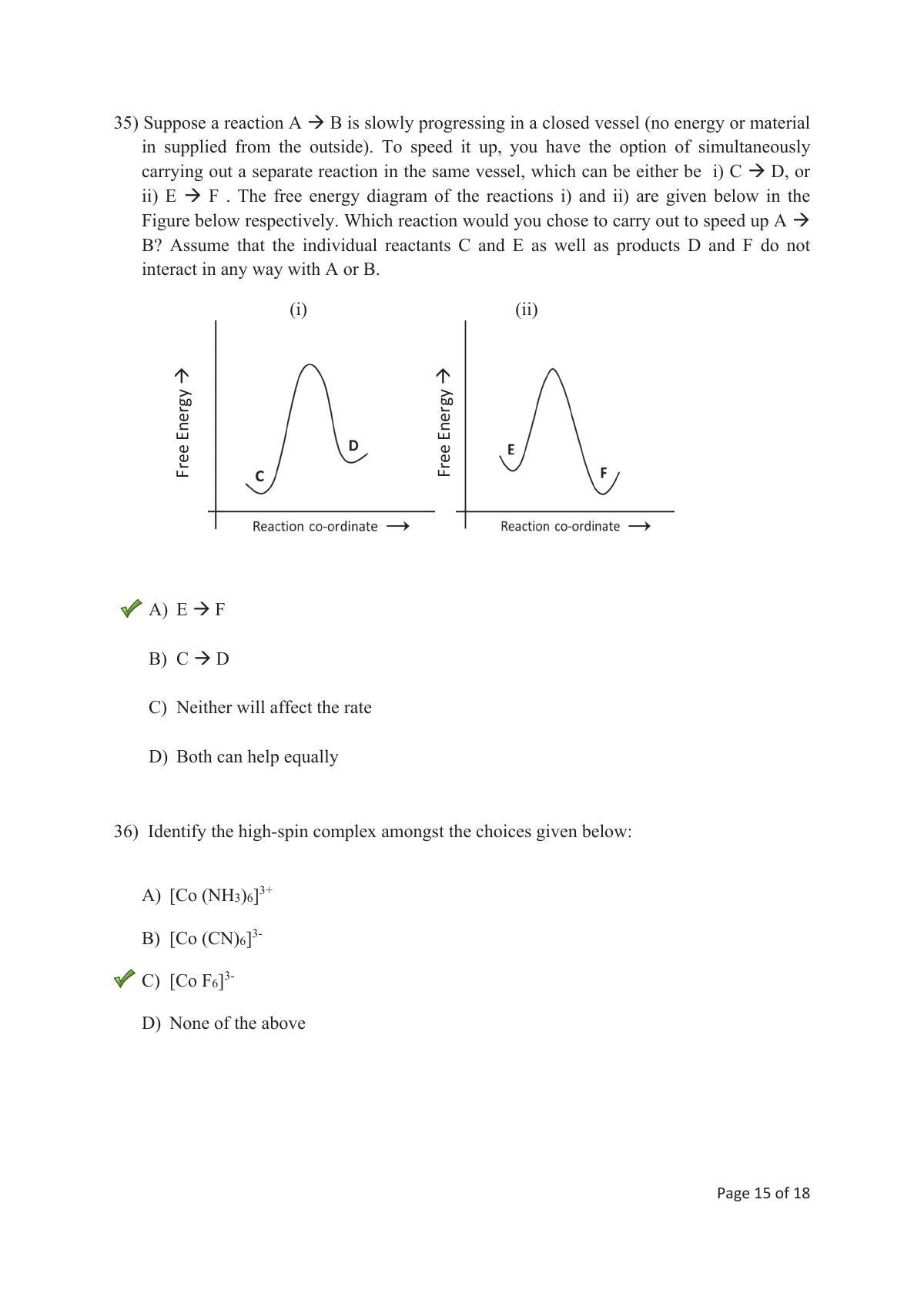 TIFR GS 2018 Chemistry Question Paper - Page 16