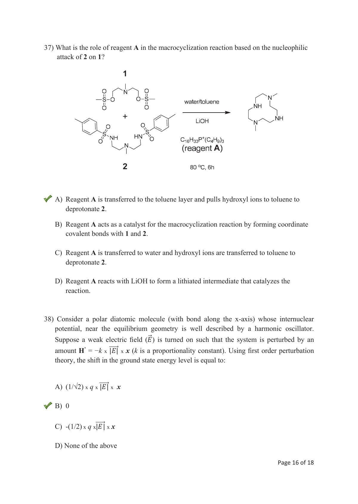 TIFR GS 2018 Chemistry Question Paper - Page 17