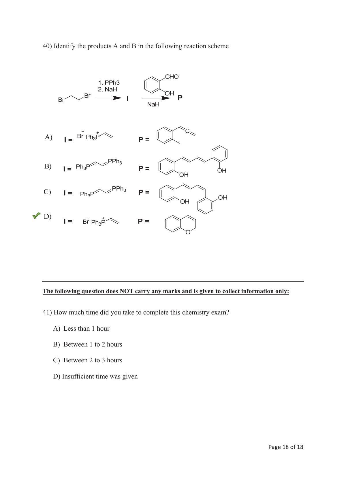 TIFR GS 2018 Chemistry Question Paper - Page 19