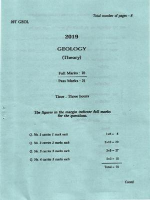 AHSEC Class 12 Geology 2019 Question Papers