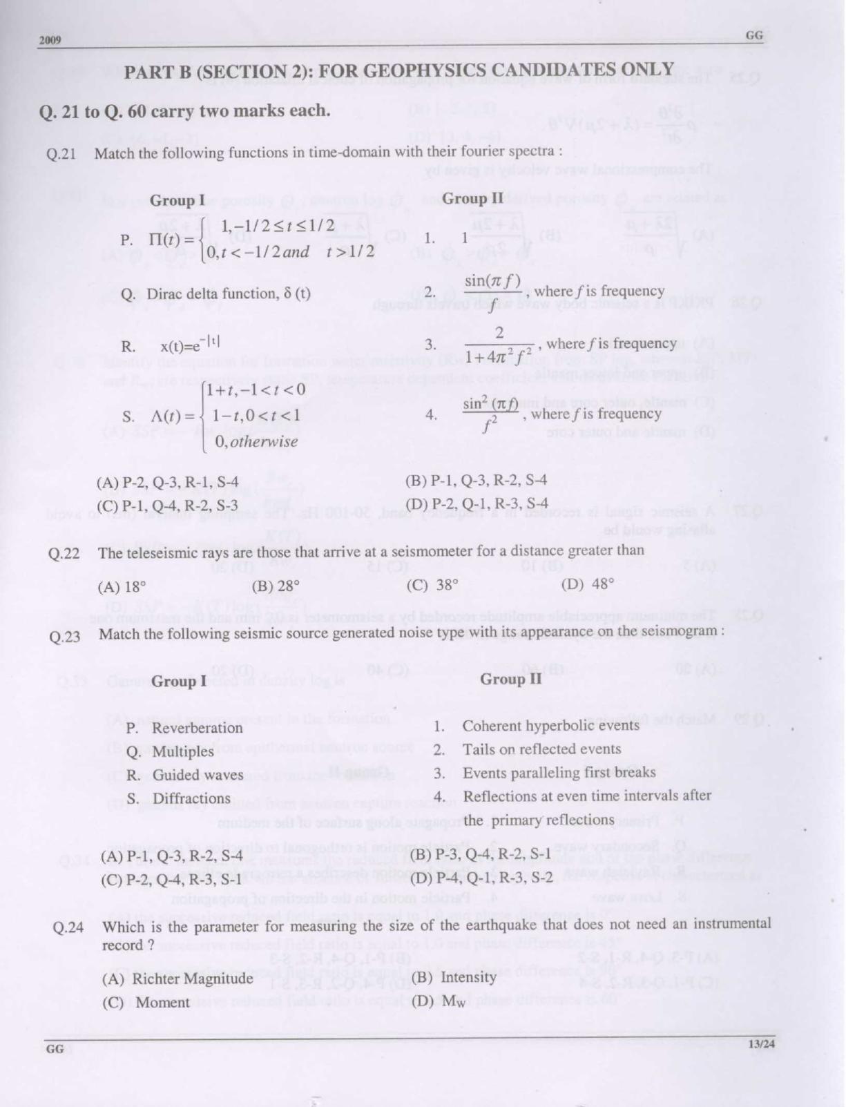 GATE 2009 Geology and Geophysics (GG) Question Paper with Answer Key - Page 13