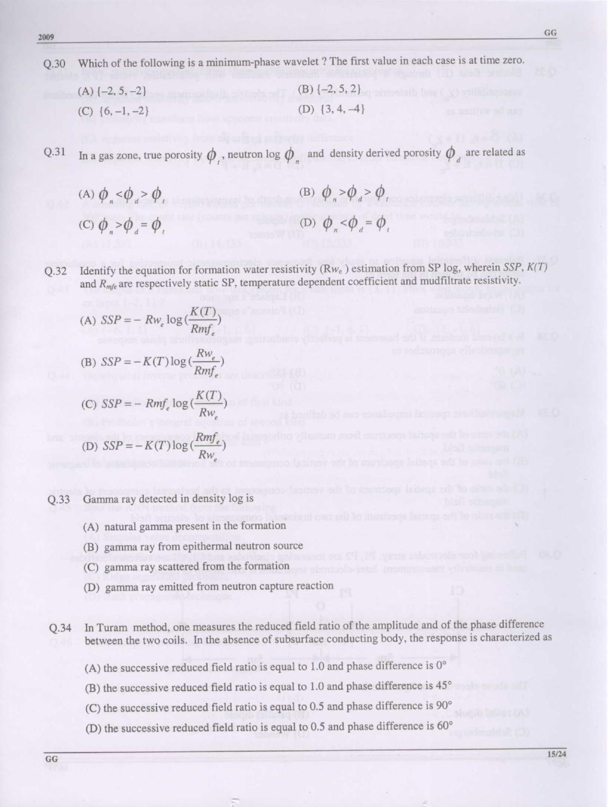 GATE 2009 Geology and Geophysics (GG) Question Paper with Answer Key - Page 15