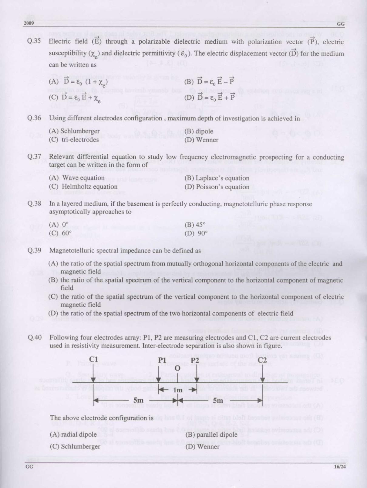 GATE 2009 Geology and Geophysics (GG) Question Paper with Answer Key - Page 16