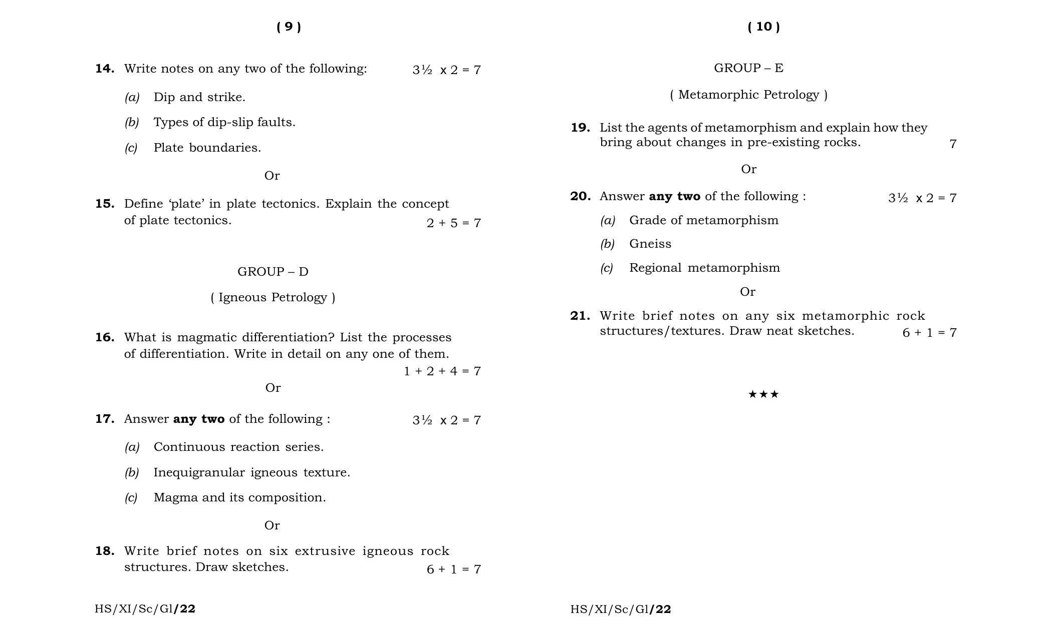 Meghalaya Board (MBOSE) Class 11 Geology (theory) 2022 Question Paper - Page 5
