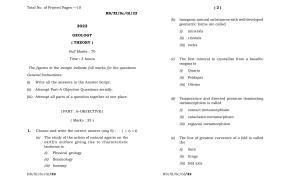Meghalaya Board (MBOSE) Class 11 Geology (theory) 2022 Question Paper