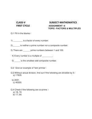 Worksheet for Class 5 Maths Assignment 26