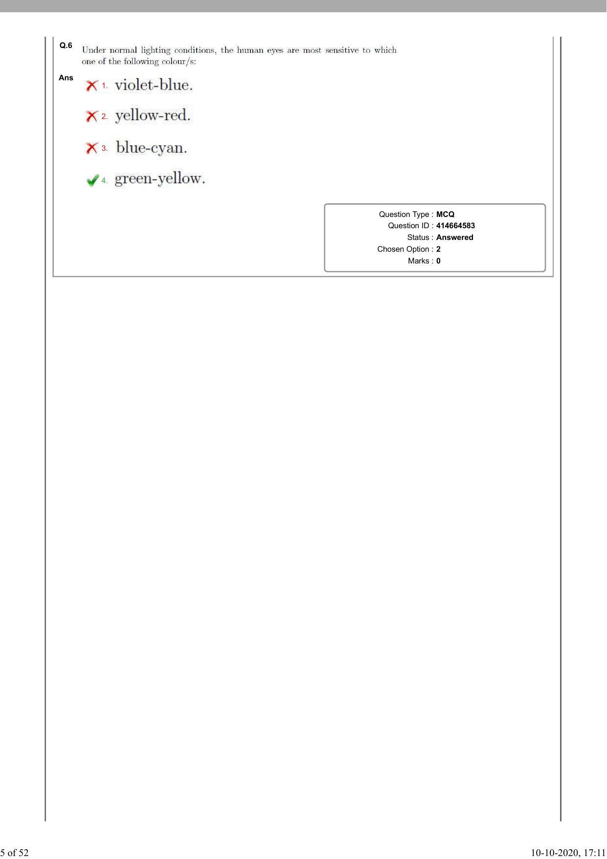 NEST Session II 2020 Question Paper - Page 5
