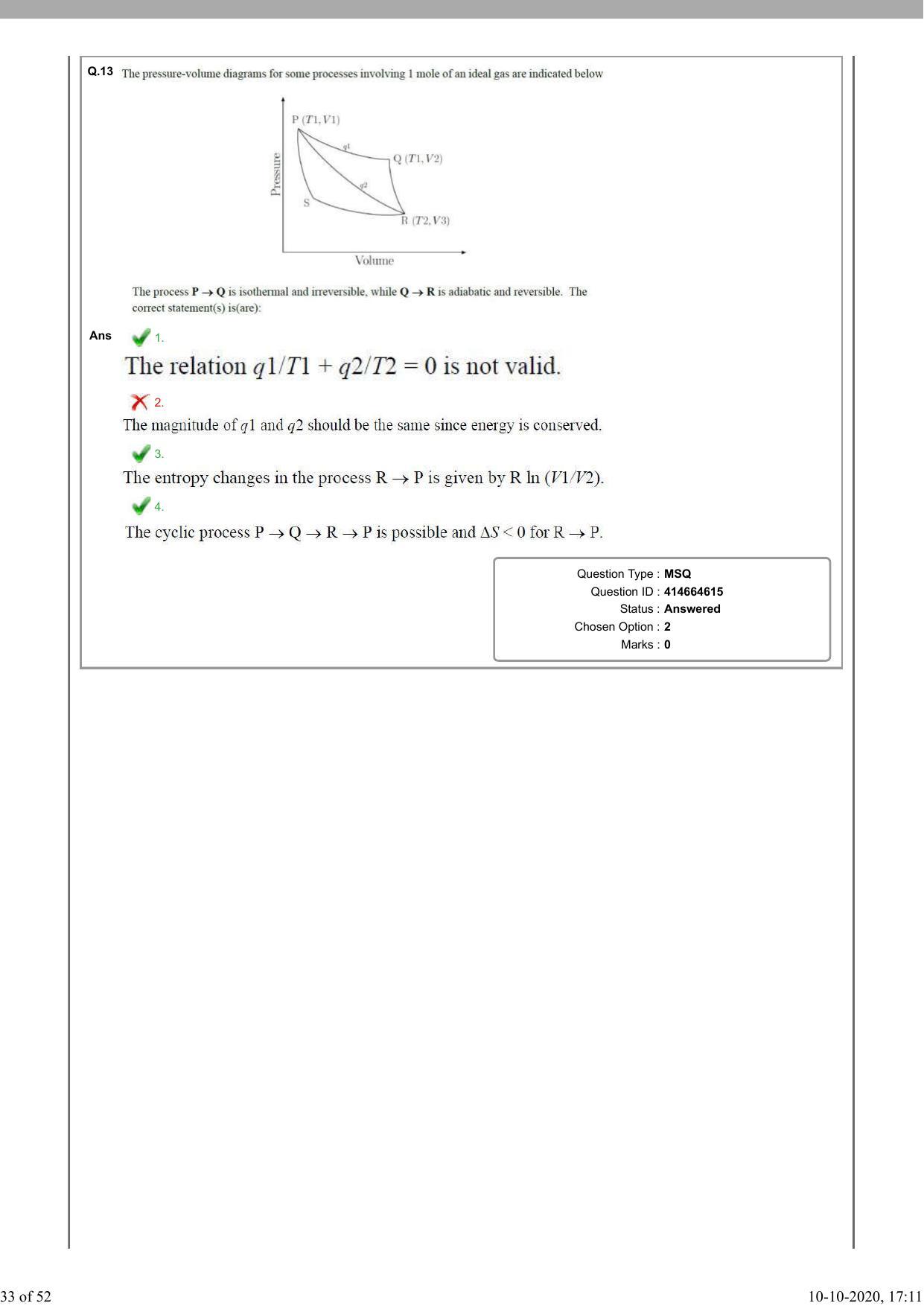 NEST Session II 2020 Question Paper - Page 33