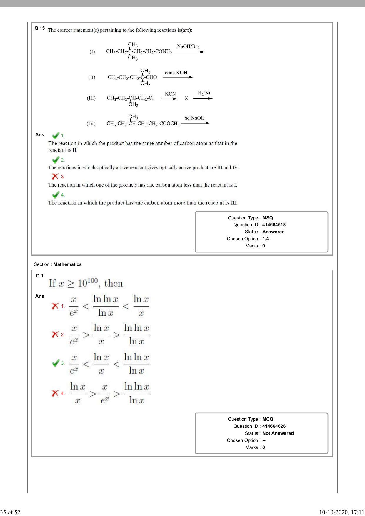 NEST Session II 2020 Question Paper - Page 35
