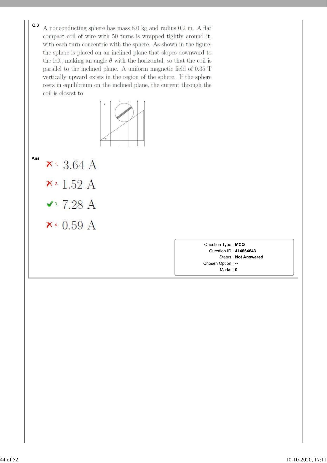 NEST Session II 2020 Question Paper - Page 44