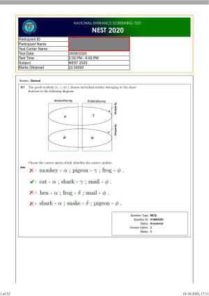 NEST Session II 2020 Question Paper
