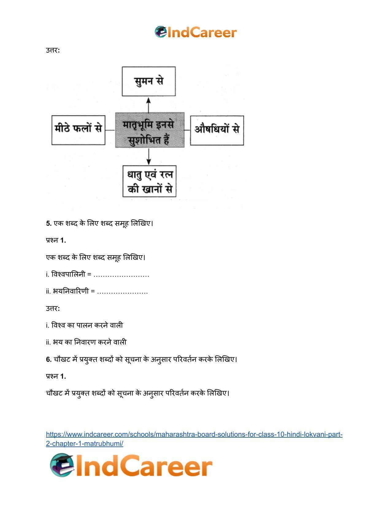 Maharashtra Board Solutions for Class 10- Hindi Lokvani (Part 2): Chapter 1- मातृभूमि - Page 6