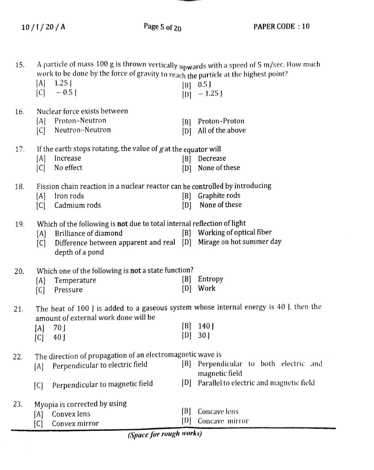 NERIST NEE (1) 2020 Question Paper	 - Page 5