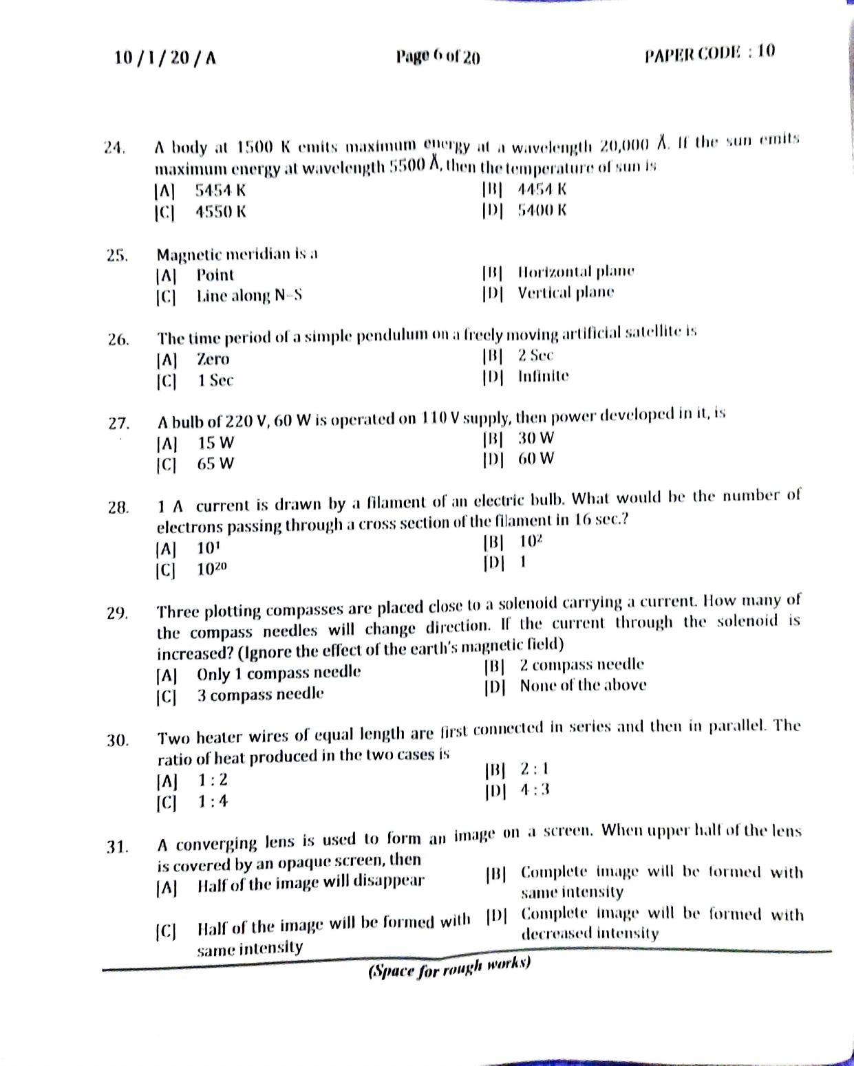 NERIST NEE (1) 2020 Question Paper	 - Page 6