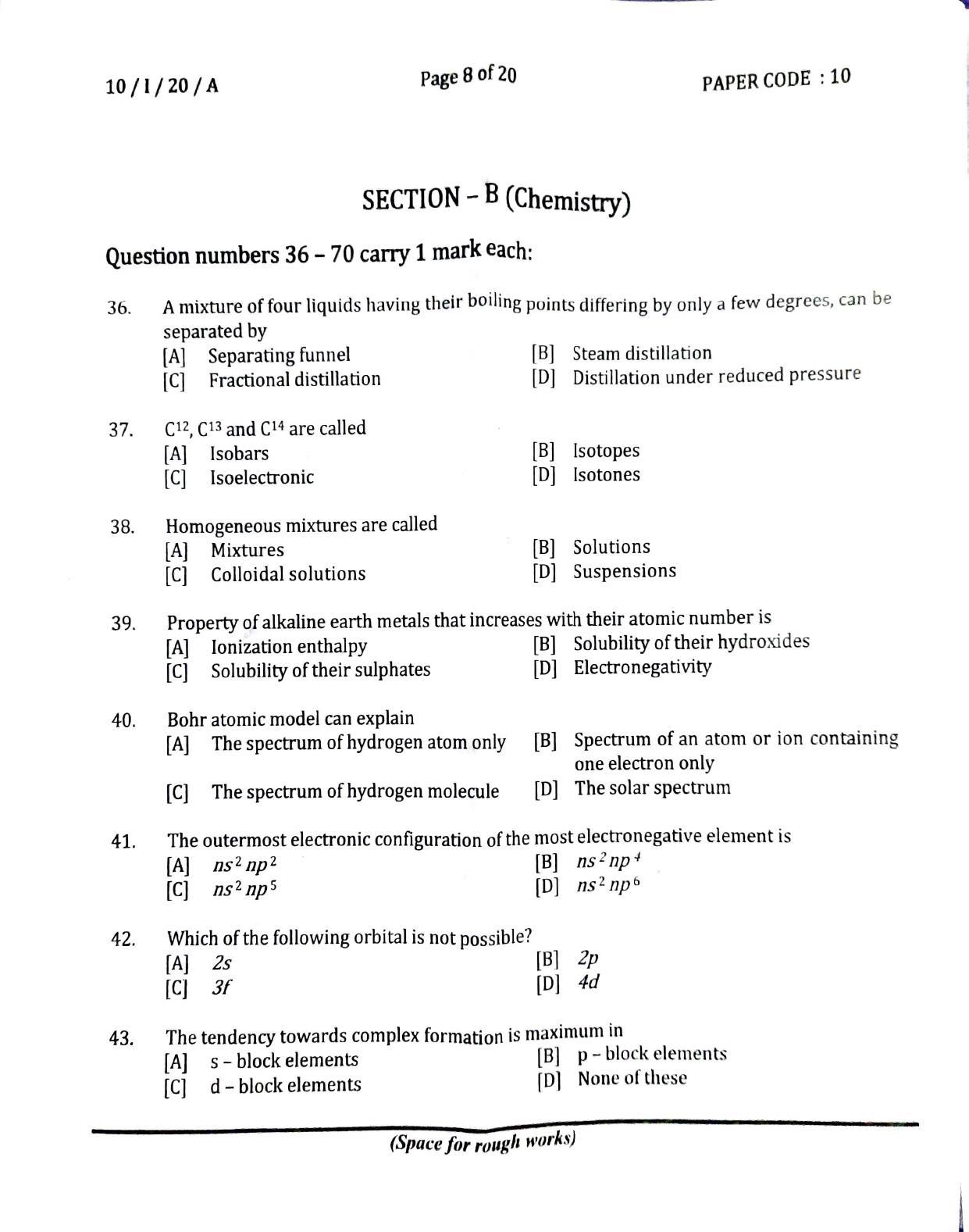 NERIST NEE (1) 2020 Question Paper	 - Page 8