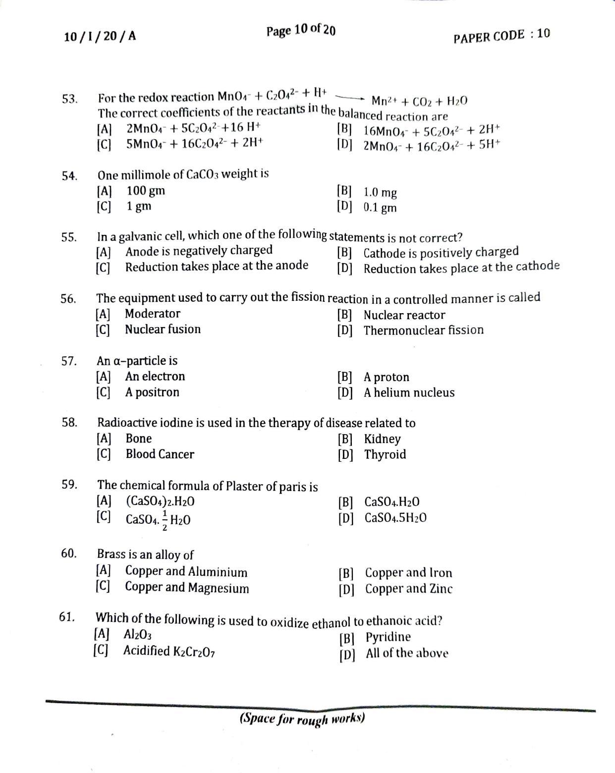 NERIST NEE (1) 2020 Question Paper	 - Page 10