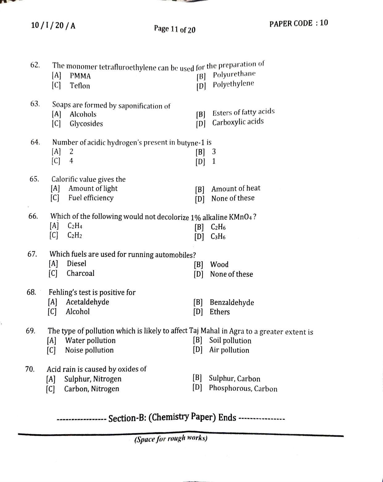 NERIST NEE (1) 2020 Question Paper	 - Page 11