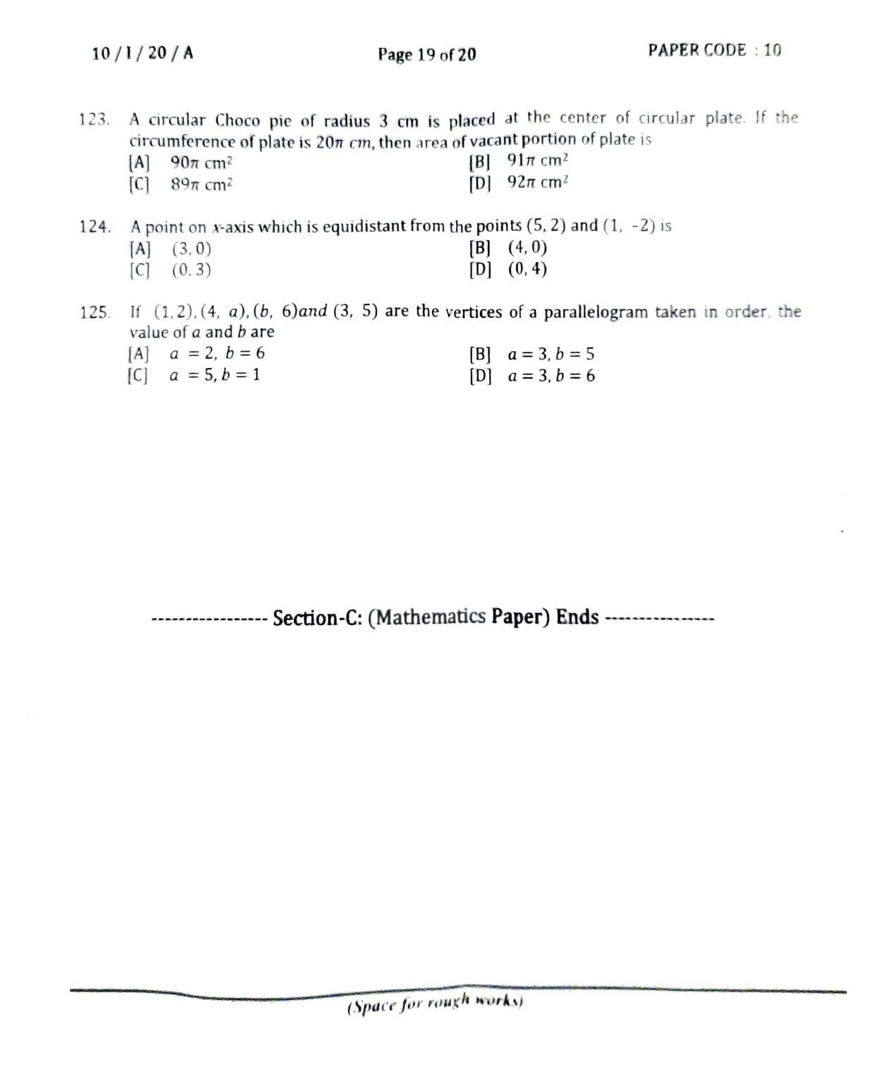 NERIST NEE (1) 2020 Question Paper - Page 19