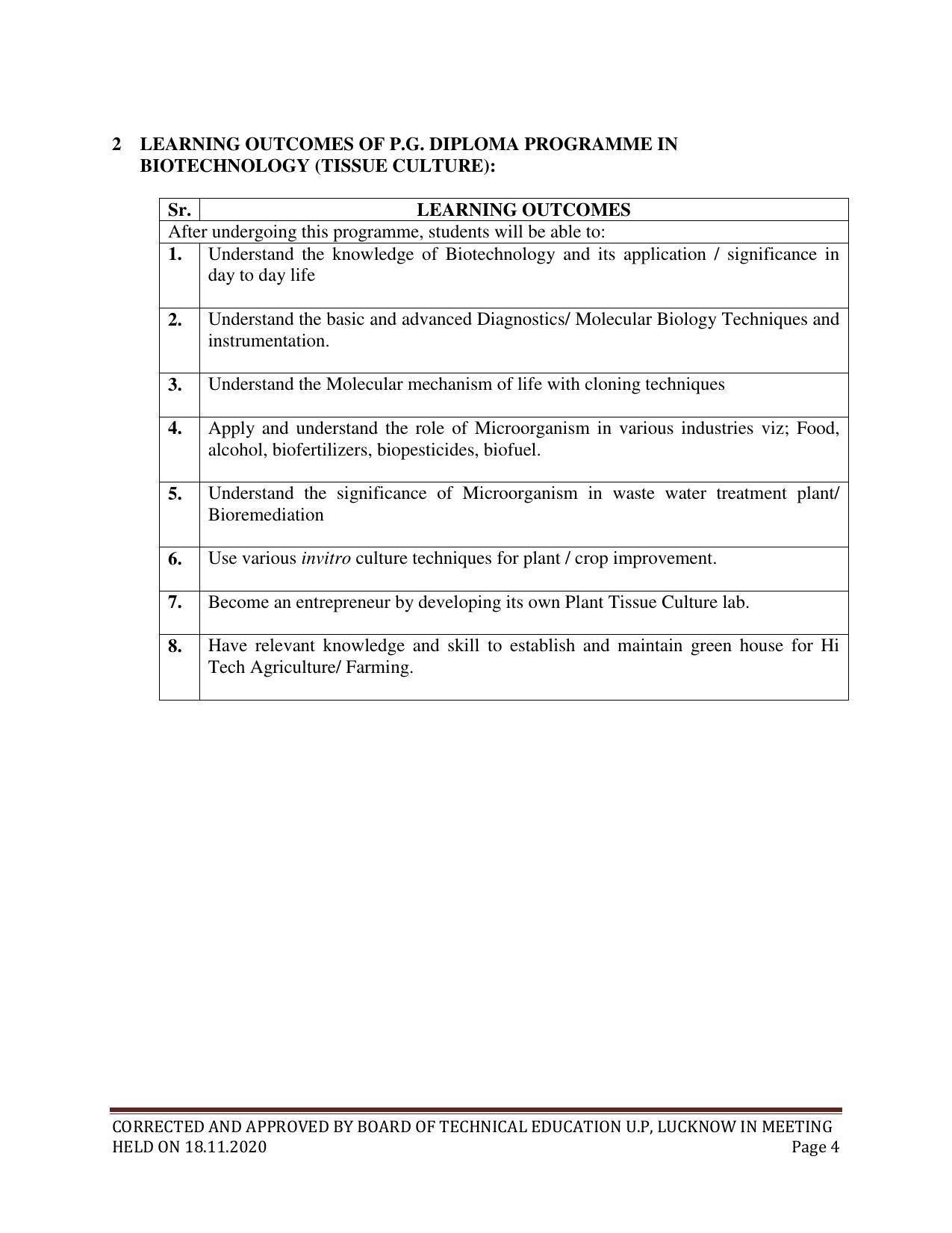 SYLLABUS FOR FIRST SEMESTER SESSION (2020-2021) - TWO SEMESTER POST GRADUATE DIPLOMA COURSE IN BIOTECHNOLOGY (TISSUE CULTURE - Page 6