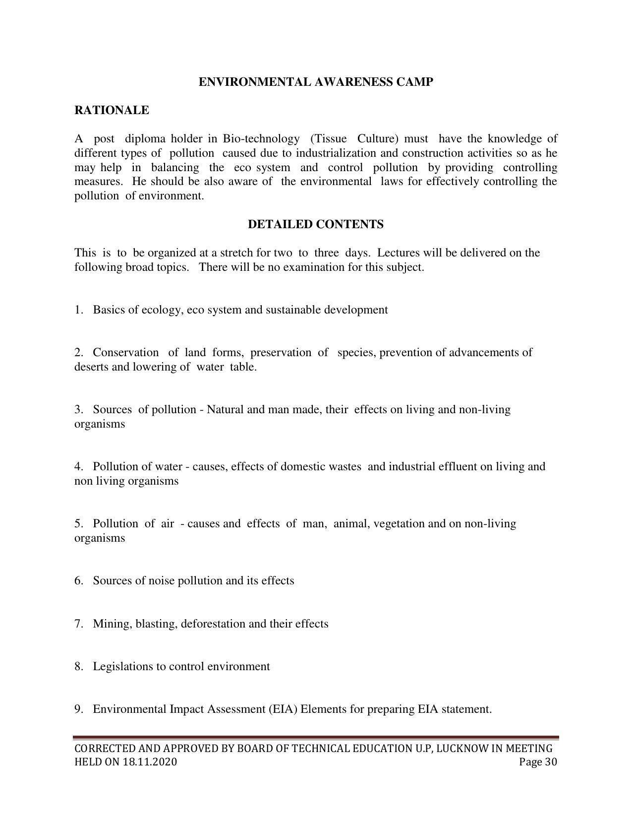 SYLLABUS FOR FIRST SEMESTER SESSION (2020-2021) - TWO SEMESTER POST GRADUATE DIPLOMA COURSE IN BIOTECHNOLOGY (TISSUE CULTURE - Page 32