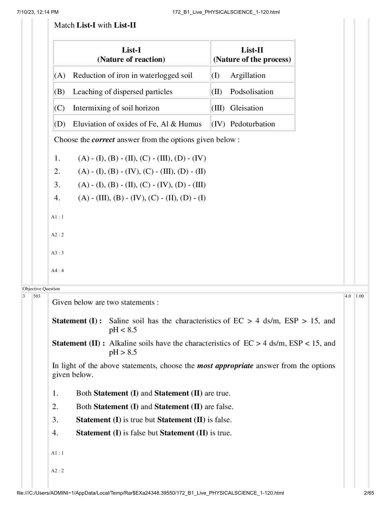 ICAR AIEEA PG 2023 PHYSICAL SCIENCES Question Paper - Page 2
