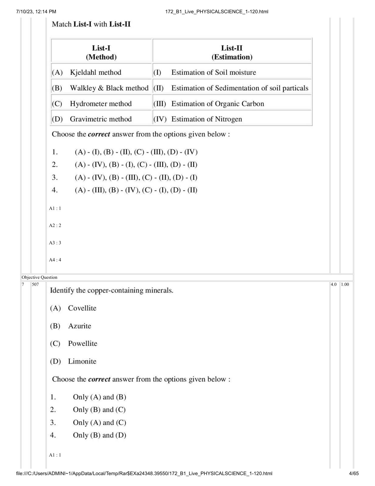 ICAR AIEEA PG 2023 PHYSICAL SCIENCES Question Paper - Page 4