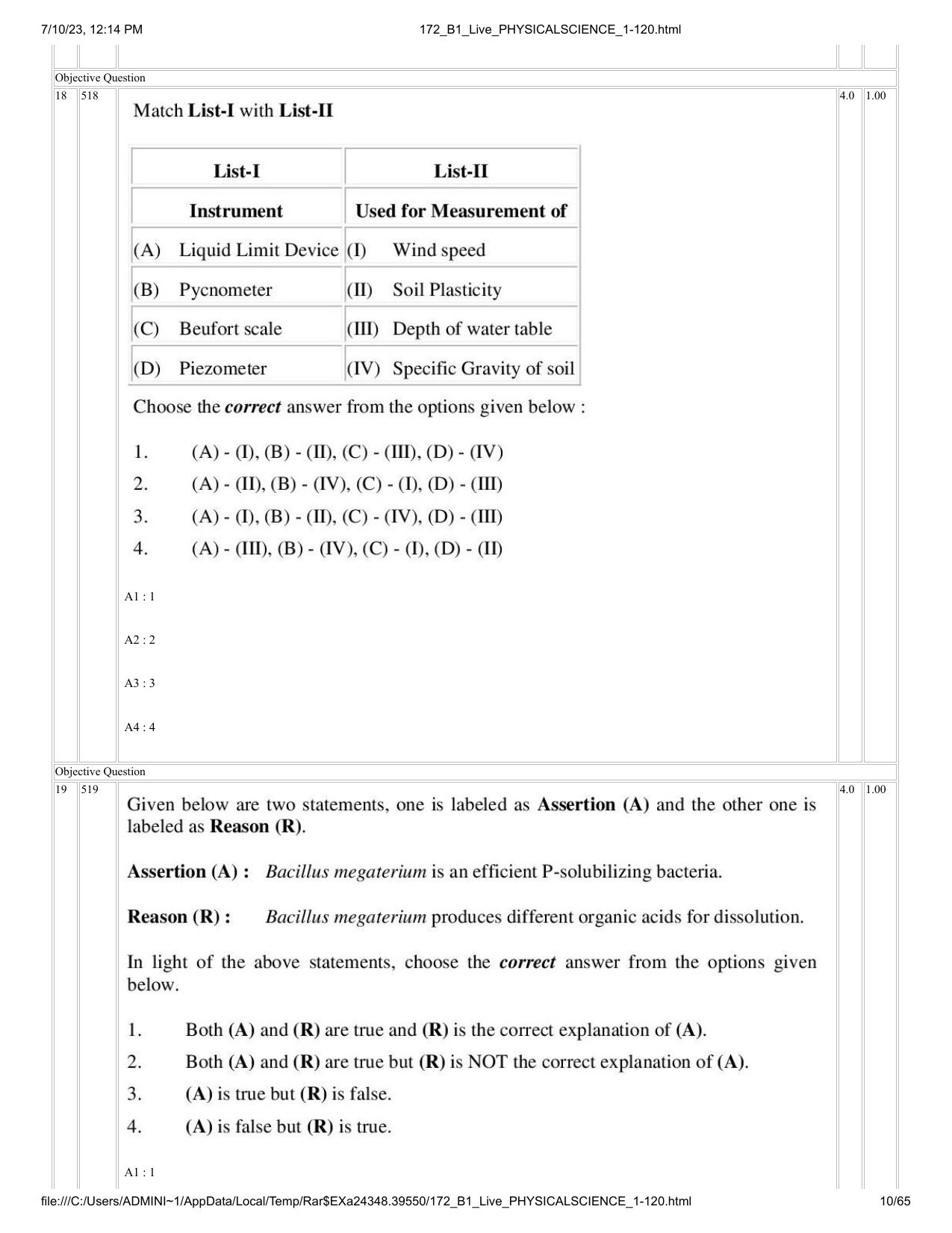 ICAR AIEEA PG 2023 PHYSICAL SCIENCES Question Paper - Page 10