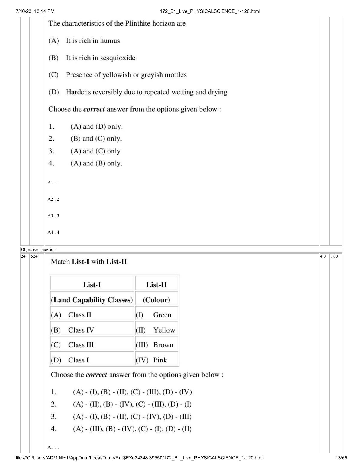 ICAR AIEEA PG 2023 PHYSICAL SCIENCES Question Paper - Page 13