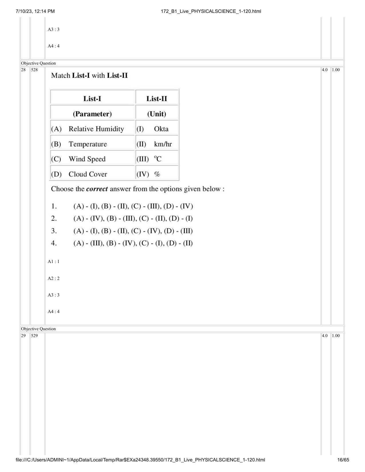 ICAR AIEEA PG 2023 PHYSICAL SCIENCES Question Paper - Page 16