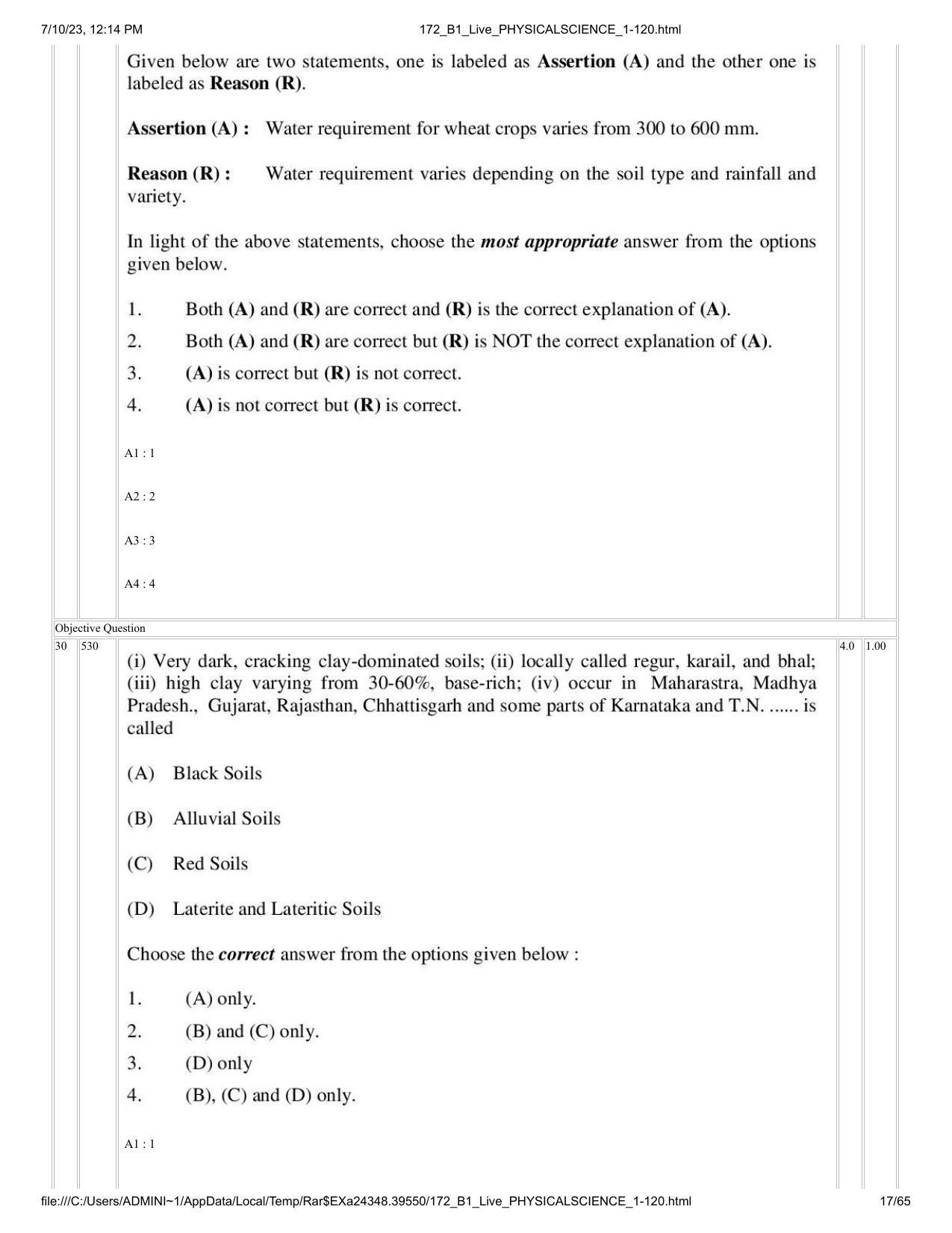 ICAR AIEEA PG 2023 PHYSICAL SCIENCES Question Paper - Page 17