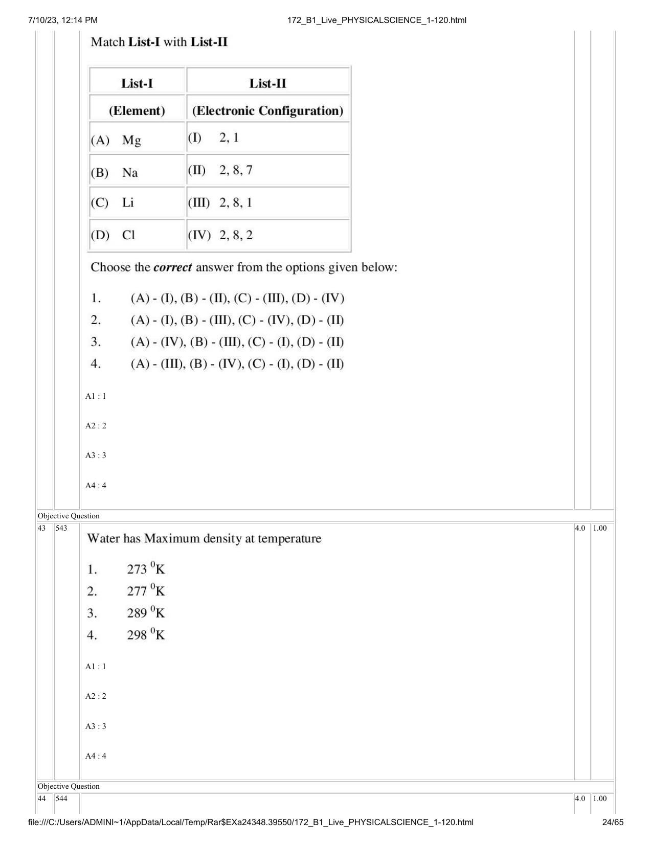 ICAR AIEEA PG 2023 PHYSICAL SCIENCES Question Paper - Page 24