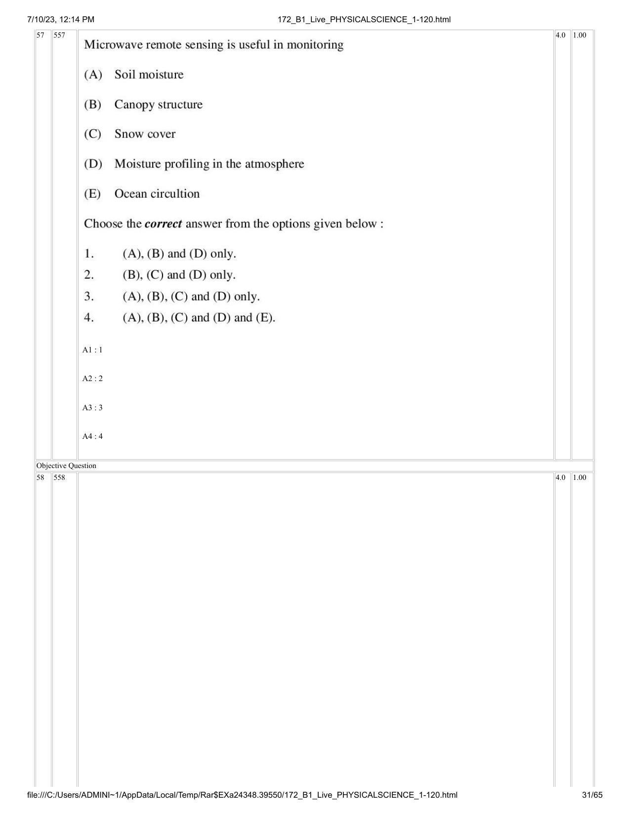 ICAR AIEEA PG 2023 PHYSICAL SCIENCES Question Paper - Page 31