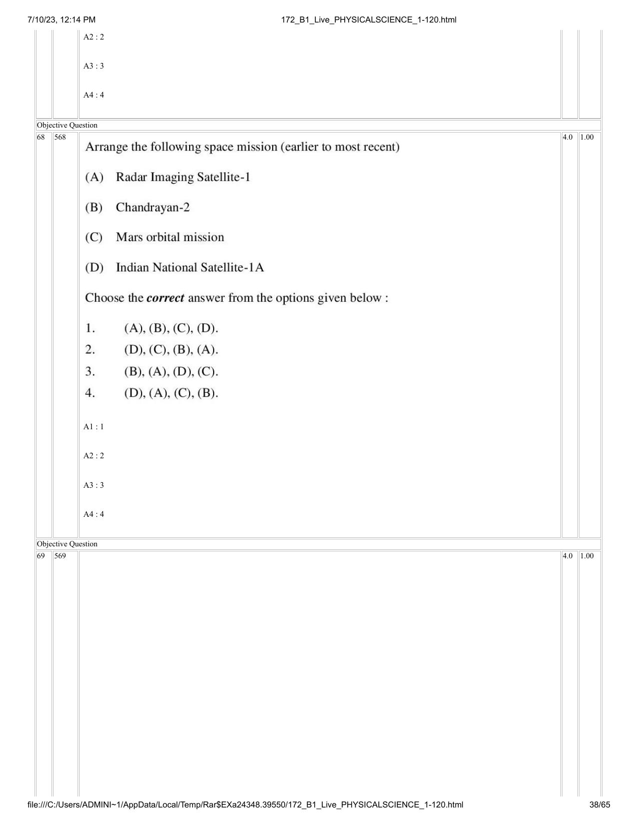 ICAR AIEEA PG 2023 PHYSICAL SCIENCES Question Paper - Page 38