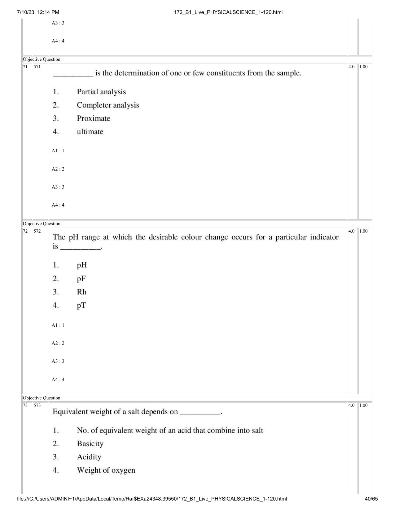 ICAR AIEEA PG 2023 PHYSICAL SCIENCES Question Paper - Page 40