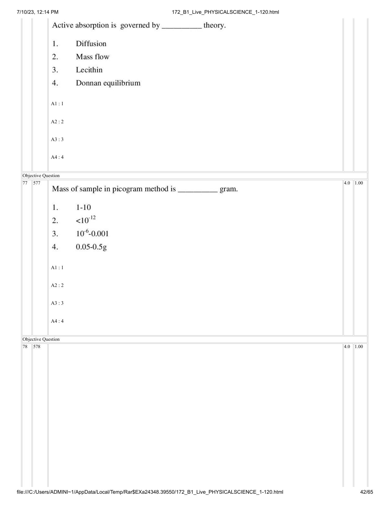 ICAR AIEEA PG 2023 PHYSICAL SCIENCES Question Paper - Page 42