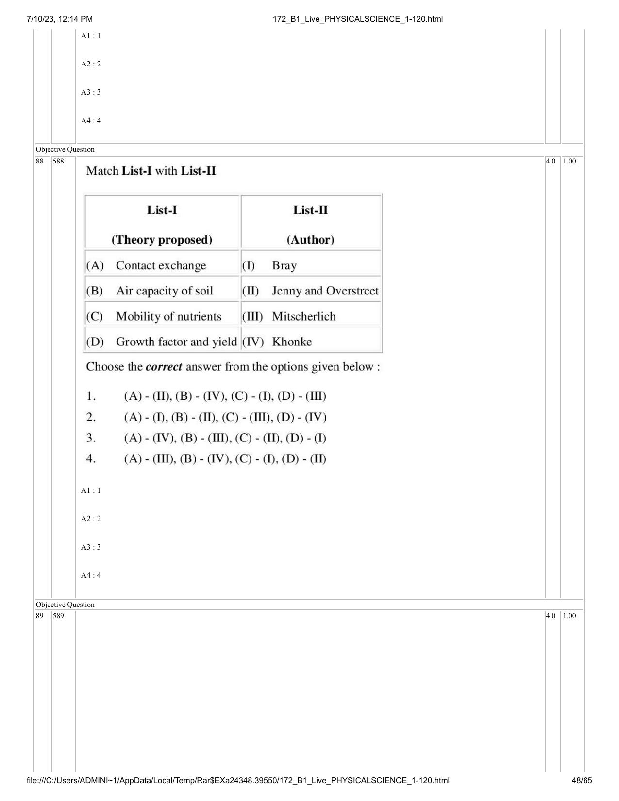 ICAR AIEEA PG 2023 PHYSICAL SCIENCES Question Paper - Page 48