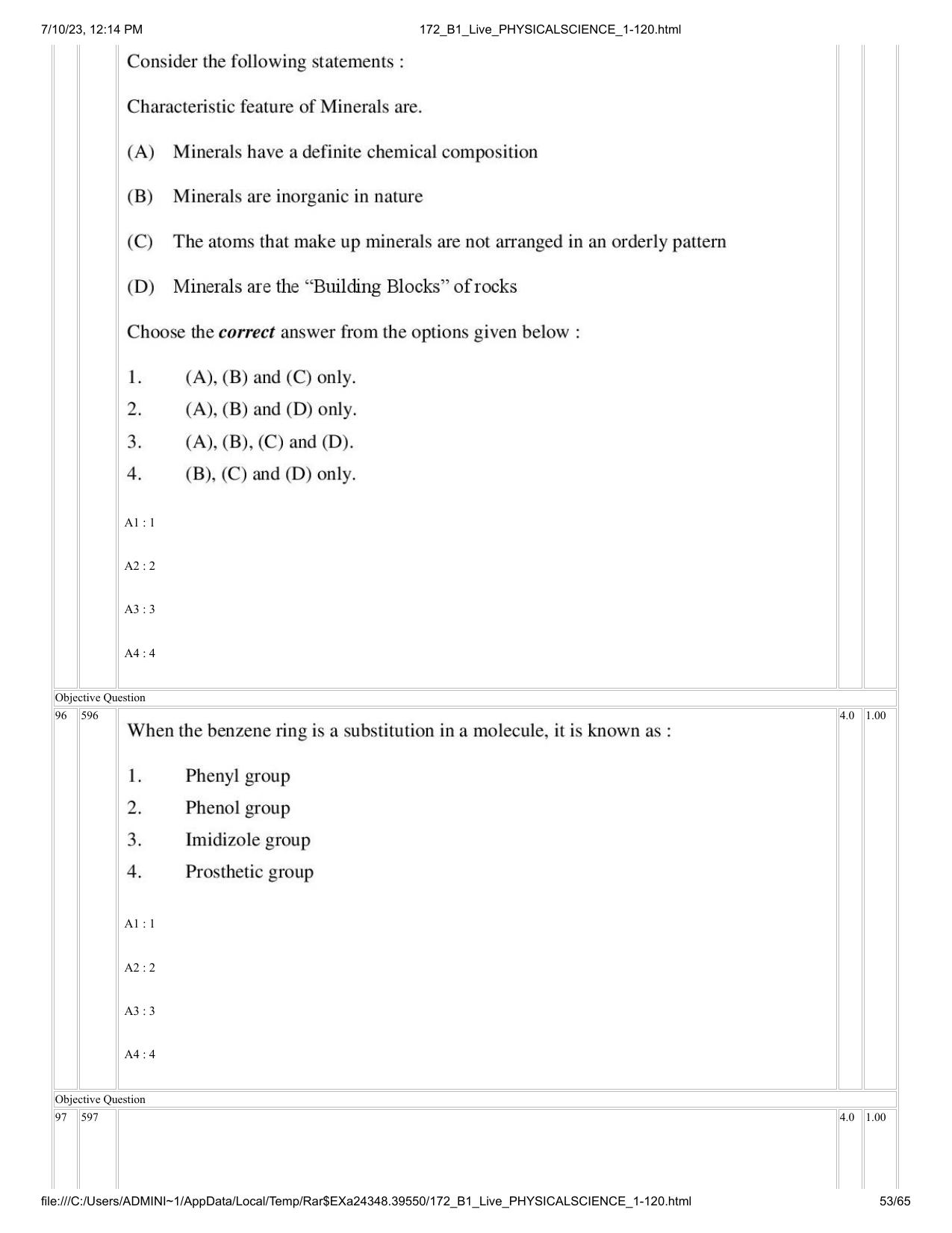 ICAR AIEEA PG 2023 PHYSICAL SCIENCES Question Paper - Page 53