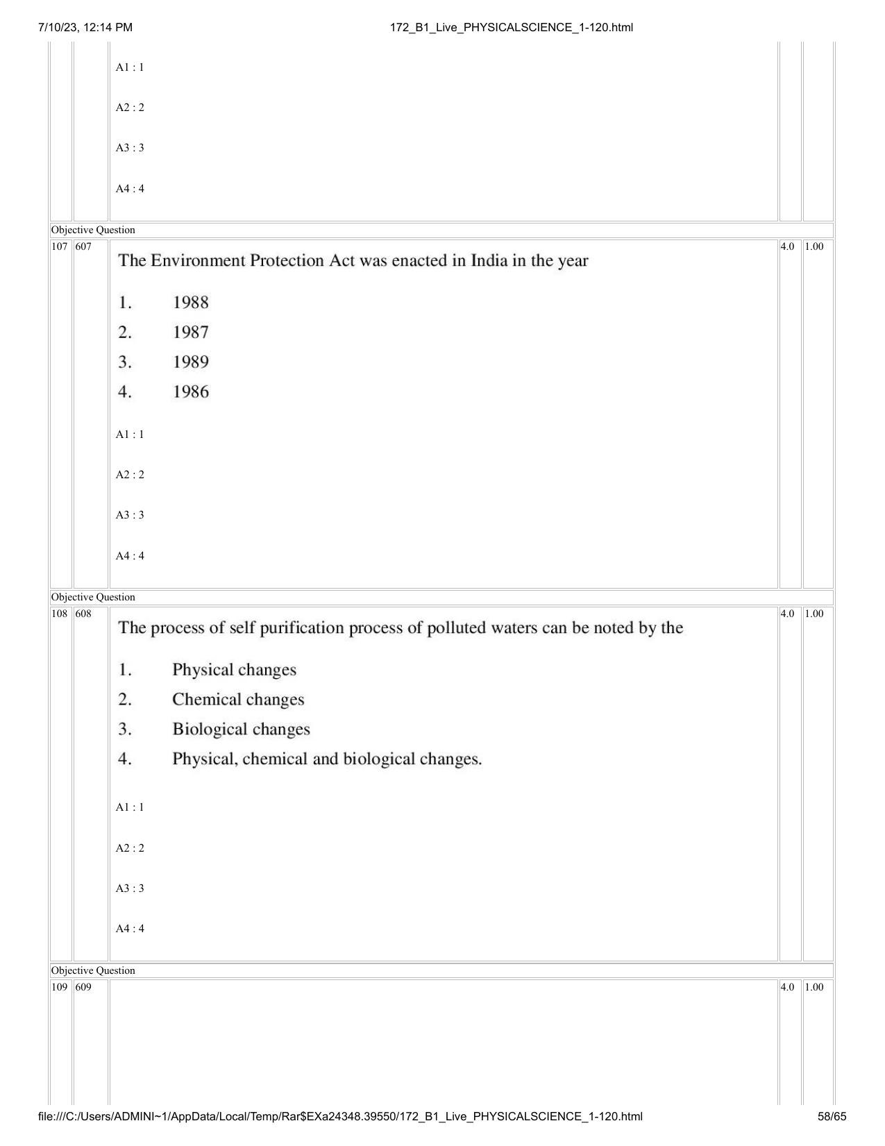 ICAR AIEEA PG 2023 PHYSICAL SCIENCES Question Paper - Page 58